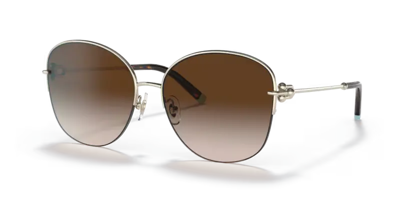 Tiffany & Co. Ladies Sunglasses Round Gold Frame Brown Lens TF3082 60213B