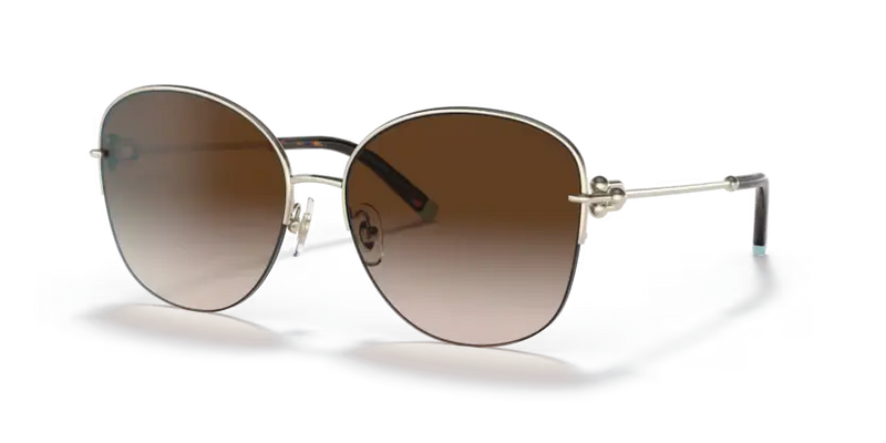 Tiffany & Co. Ladies Sunglasses Round Gold Frame Brown Lens TF3082 60213B