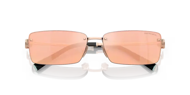 Tiffany & Co. Sunglasses Rectangle Rose Gold Frame Pink Lens TF3108B 61051T