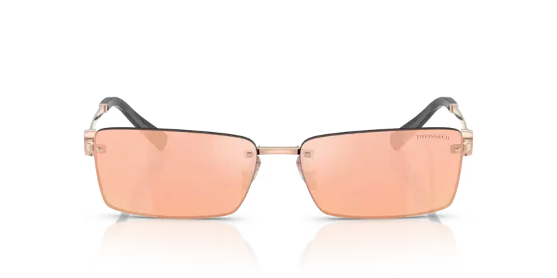 Tiffany & Co. Sunglasses Rectangle Rose Gold Frame Pink Lens TF3108B 61051T