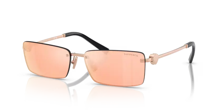 Tiffany & Co. Sunglasses Rectangle Rose Gold Frame Pink Lens TF3108B 61051T