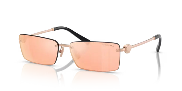 Tiffany & Co. Sunglasses Rectangle Rose Gold Frame Pink Lens TF3108B 61051T