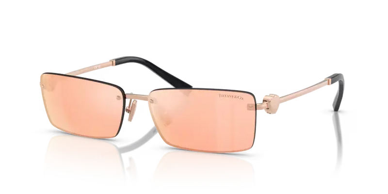 Tiffany & Co. Sunglasses Rectangle Rose Gold Frame Pink Lens TF3108B 61051T