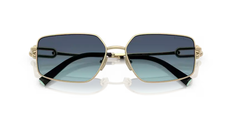 Tiffany & Co. Sunglasses Rectangle Gold Frame Blue Lens TF3111 62029S
