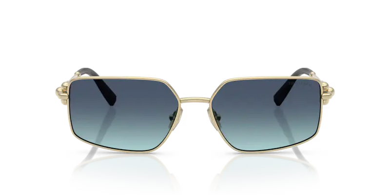 Tiffany & Co. Sunglasses Rectangle Gold Frame Blue Lens TF3111 62029S