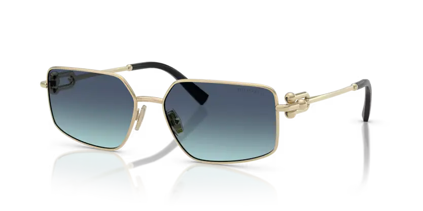 Tiffany & Co. Sunglasses Rectangle Gold Frame Blue Lens TF3111 62029S