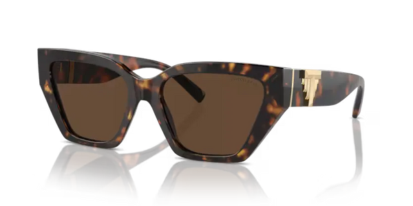 Tiffany & Co. Ladies Sunglasses Cat Eye Havana Frame Brown Lens TF4218 80153G