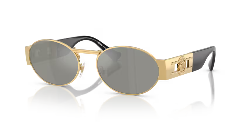 Versace Sunglasses Oval Gold Frame Green Mirror Silver Lens VE2264 100230