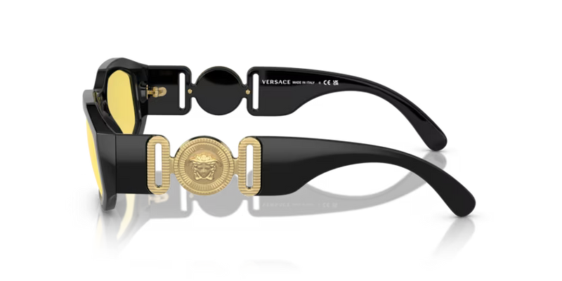 Versace Sunglasses Irregular Black Frame Yellow Lens VE4361 GB1/85