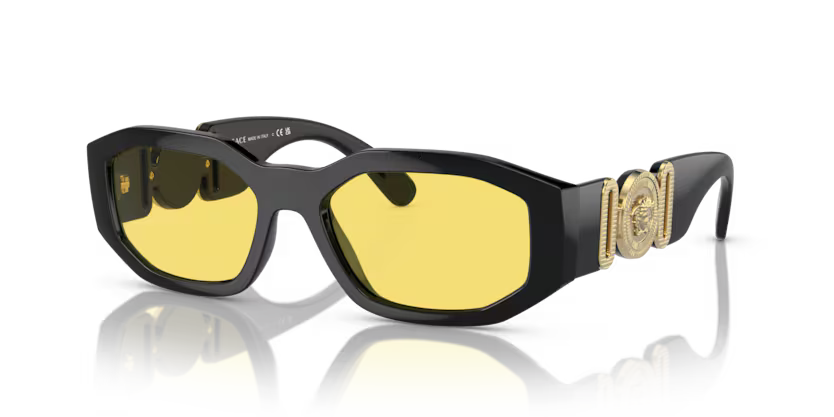 Versace Sunglasses Irregular Black Frame Yellow Lens VE4361 GB1/85