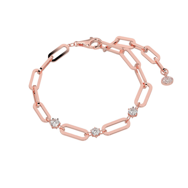 Round Diamond Paperclip Bracelet 1CT Rose Gold CLR2001-R
