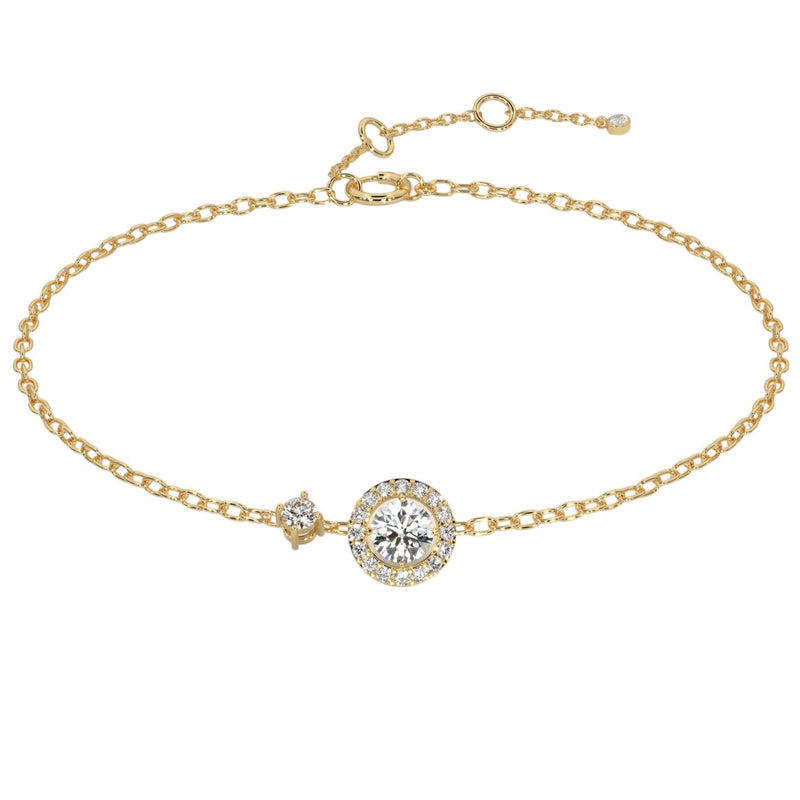 Round Double Diamond Halo Bracelet