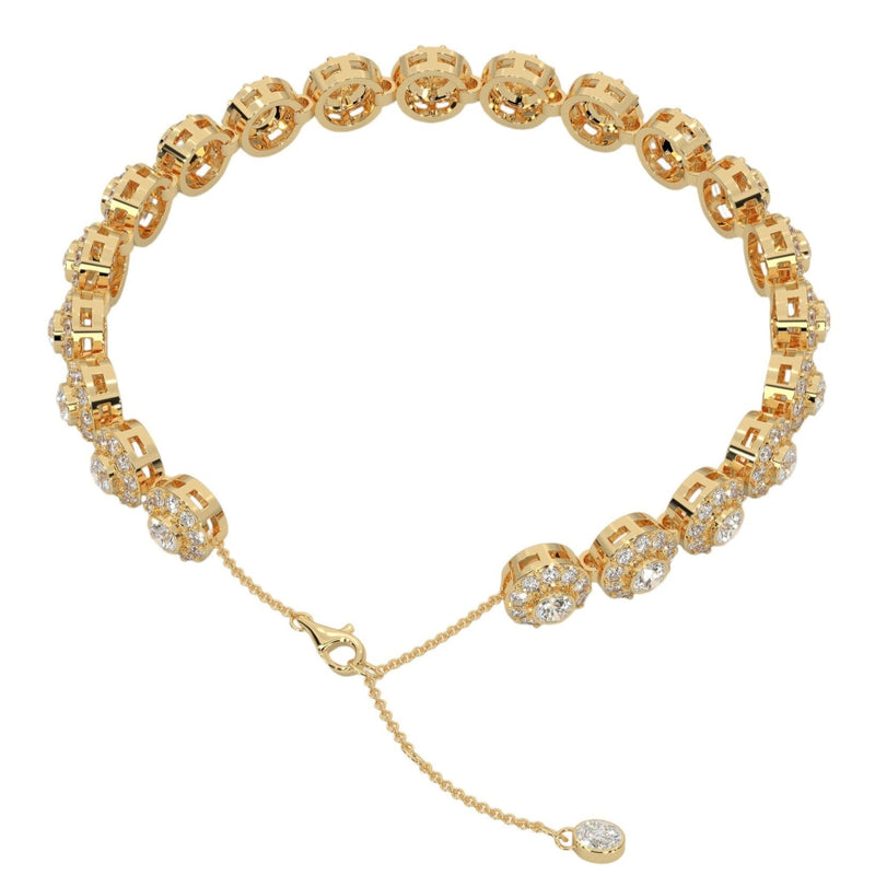 Round Halo Diamond Tennis Bracelet