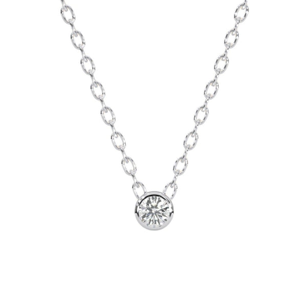 Round Rub Over Diamond Pendant