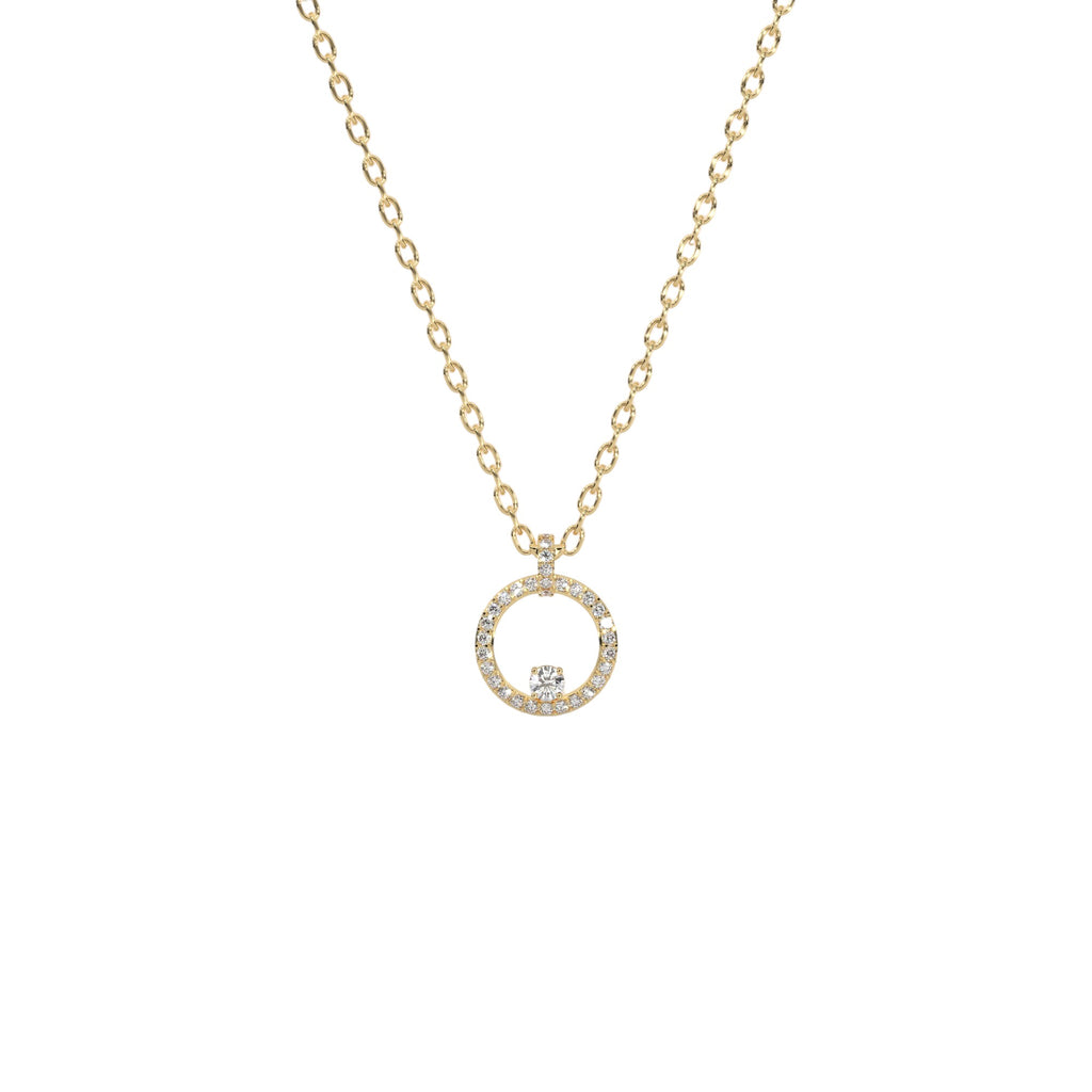 Inner Diamond Circle Halo Pendant
