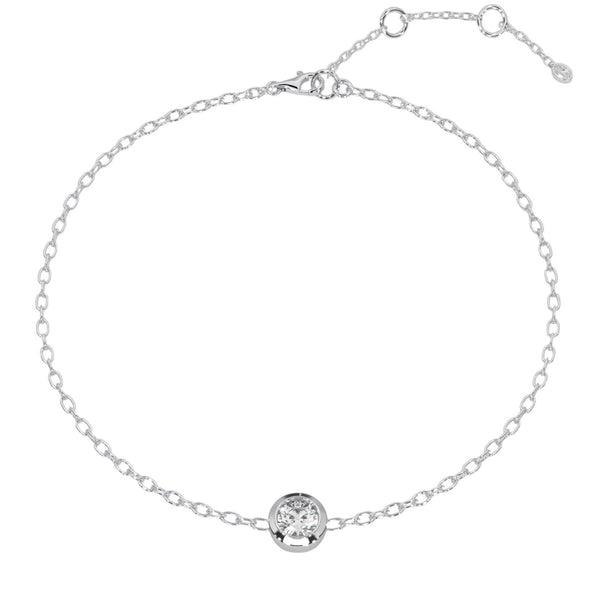 Round Rub Over Single Diamond Bracelet