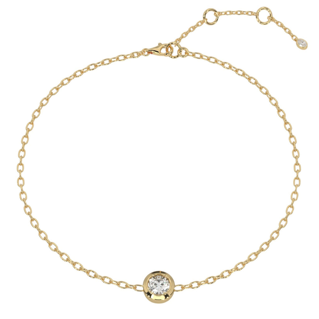Round Rub Over Single Diamond Bracelet