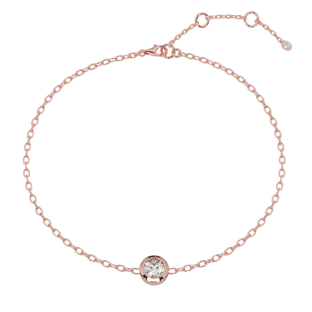 Round Rub Over Single Diamond Bracelet