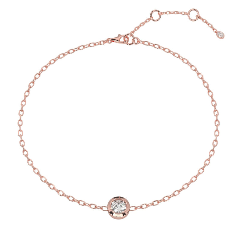Round Rub Over Single Diamond Bracelet