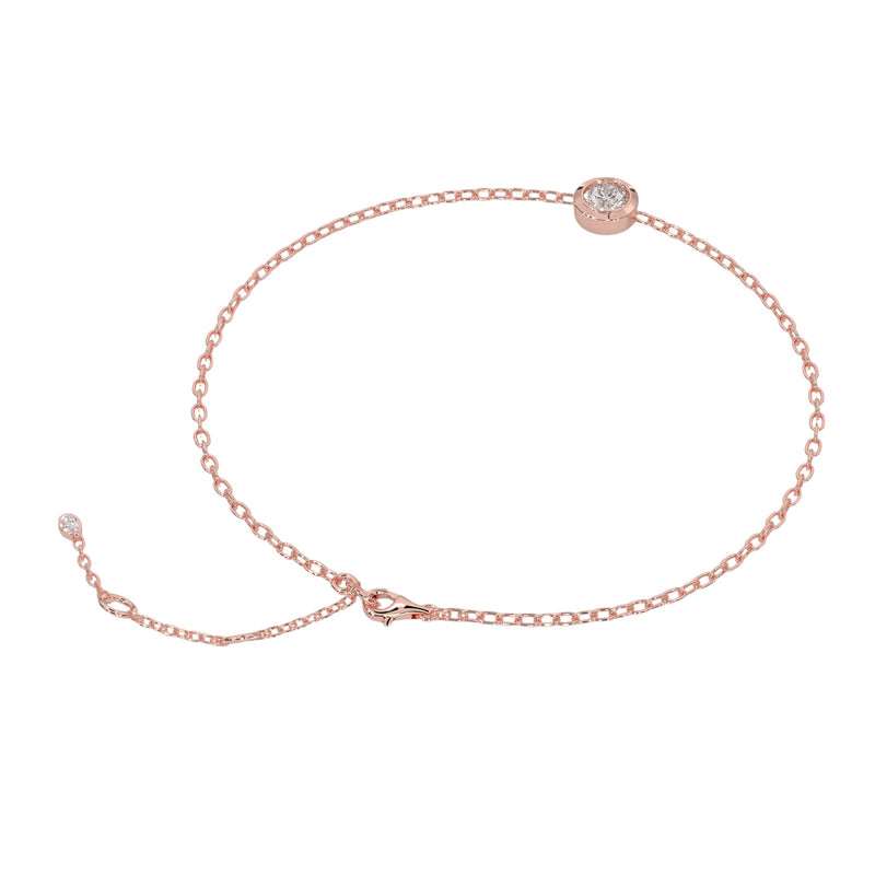 Round Rub Over Single Diamond Bracelet
