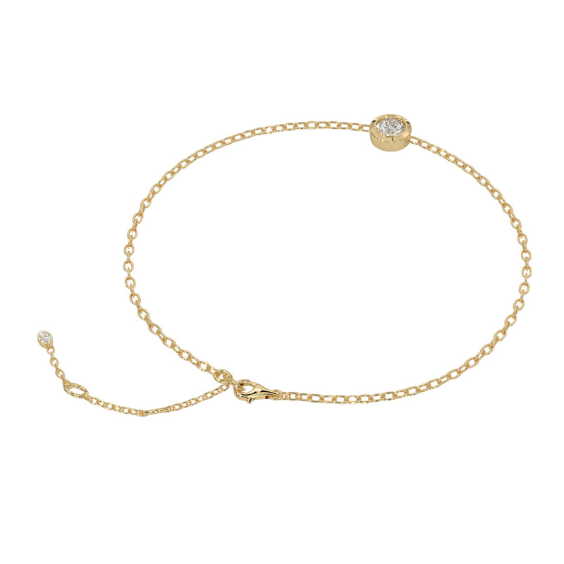 Round Rub Over Single Diamond Bracelet