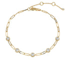 Round Rub Over Diamond Paperclip Bracelet