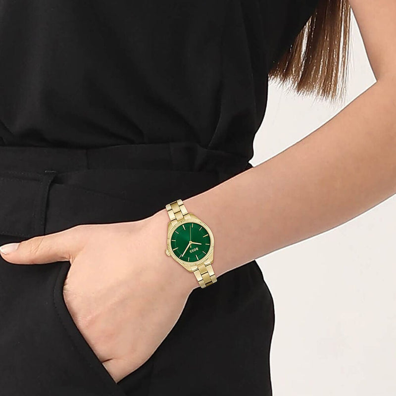 BOSS Sage Ladies Gold Green Watch 1502729