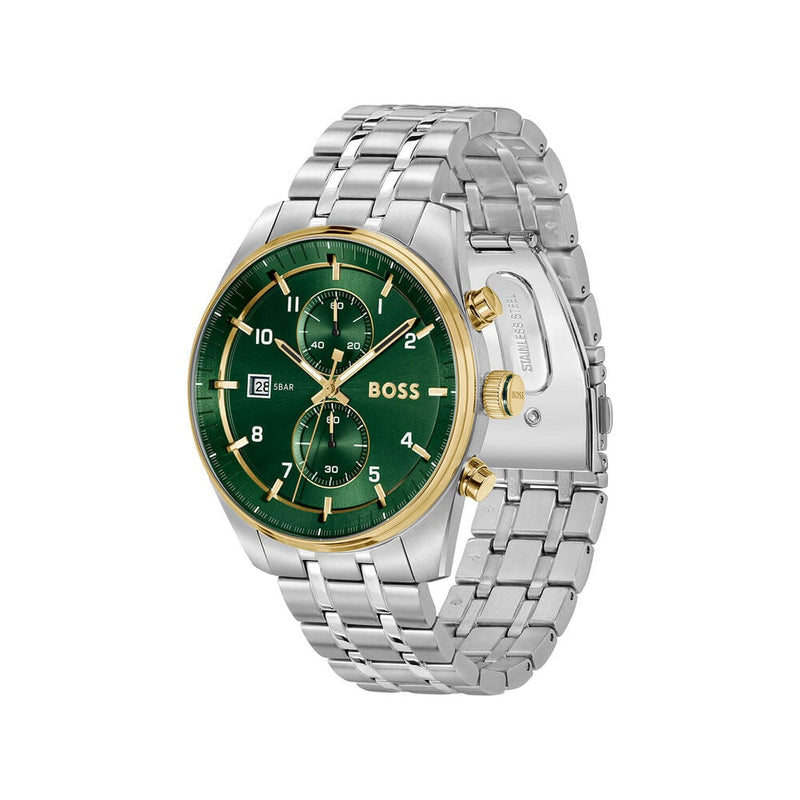 BOSS Skytraveller Men's Two-Tone Green Watch 1514195