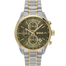 BOSS Grand Prix 44 Men's Green Two-Tone Watch 1514227