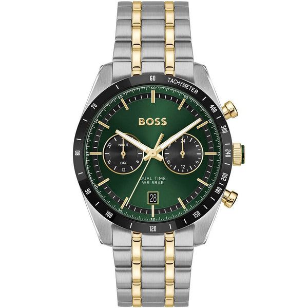 BOSS Tourmaster Men's Two-Tone Green GMT Watch 1514287