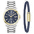 BOSS Strike Men's Watch & Bracelet Gift Set Two-Tone Blue 1570191
