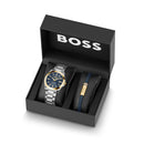 BOSS Strike Men's Watch & Bracelet Gift Set Two-Tone Blue 1570191