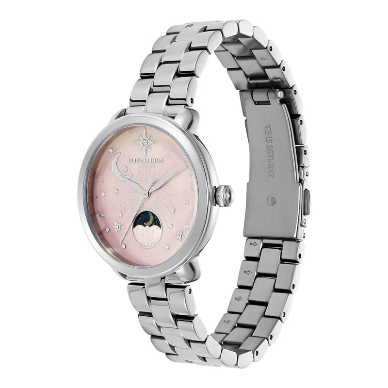 Olivia Burton Moonphase Ladies Silver Watch 24000297