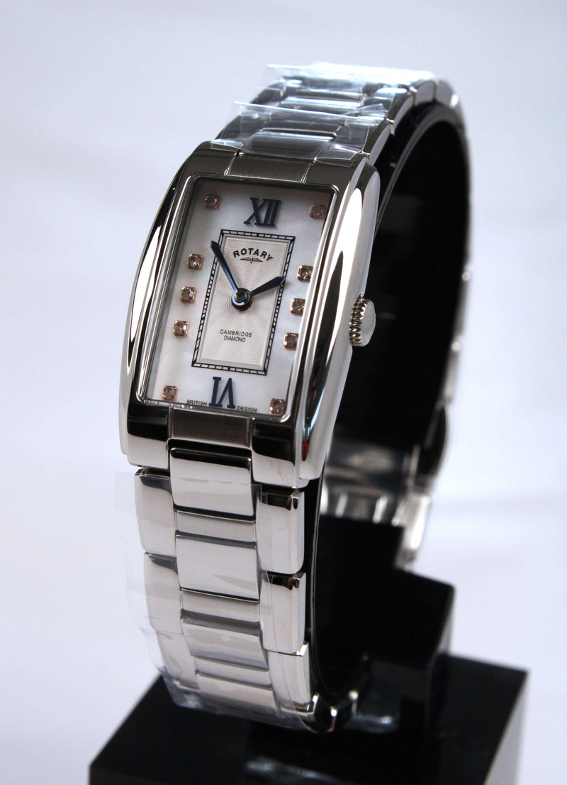 Rotary Cambridge Watch Ladies Silver Rectangular LB05435/07/D - WatchStatus Ltd