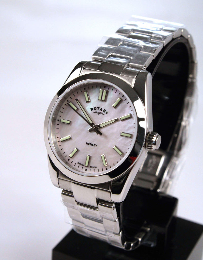 Rotary Henley Watch Ladies Pink Pearl Dial LB05280/07 - WatchStatus Ltd