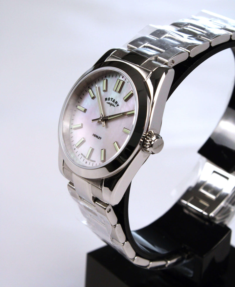 Rotary Henley Watch Ladies Pink Pearl Dial LB05280/07 - WatchStatus Ltd