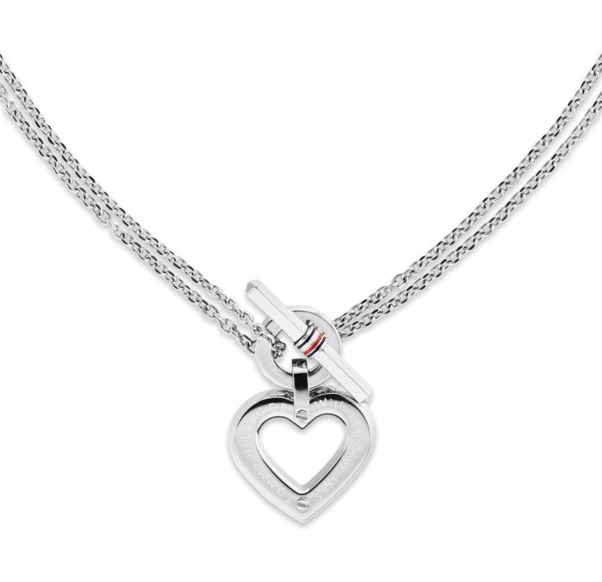 Tommy Hilfiger Toggle Hearts Necklace Silver 2780967