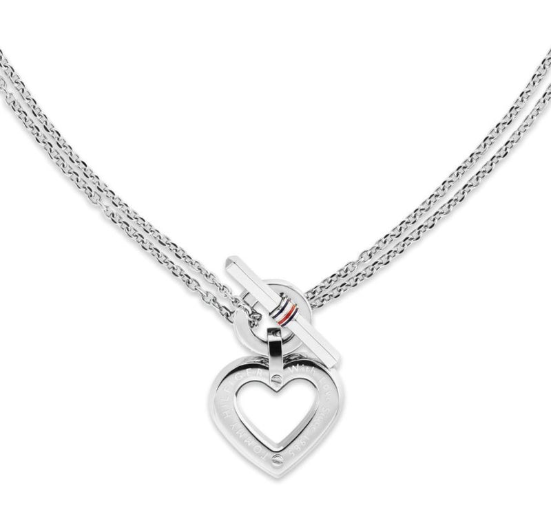 Tommy Hilfiger Toggle Hearts Necklace Silver 2780967