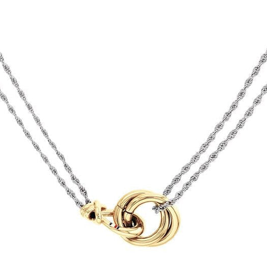 Tommy Hilfiger Nautical Knot Double Chain Necklace Two Tone 2780989