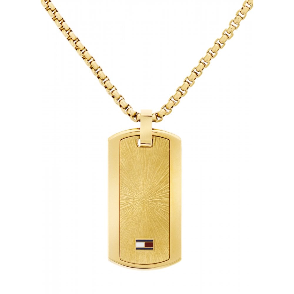 Tommy Hilfiger Jameson Dog Tag Necklace Gold 2790628