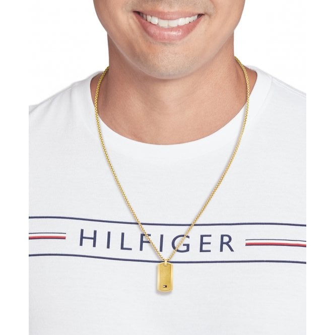 Tommy Hilfiger Jameson Dog Tag Necklace Gold 2790628