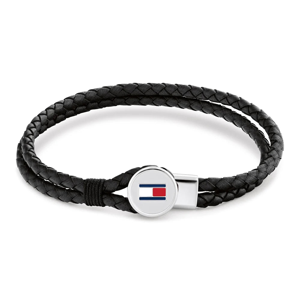Tommy Hilfiger Men's Bruce Leather Bracelet Black 2790654