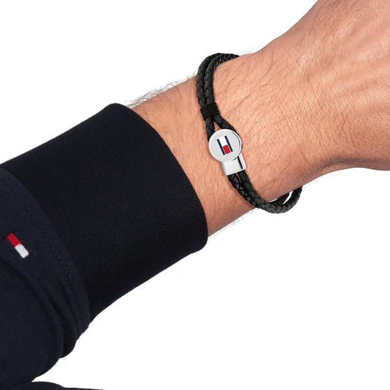 Tommy Hilfiger Men's Bruce Leather Bracelet Black 2790654