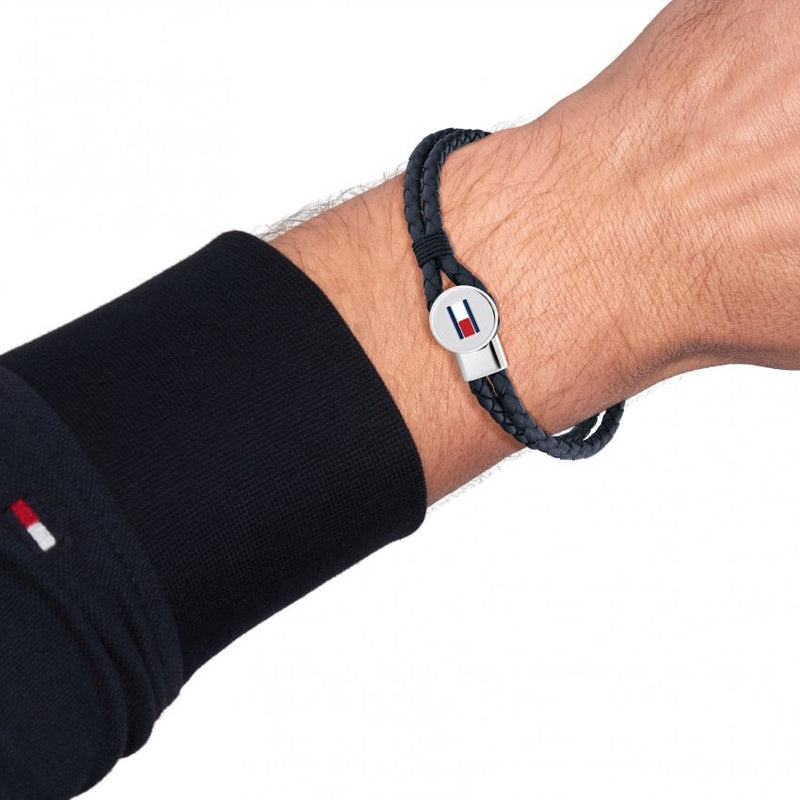 Tommy Hilfiger Men's Bruce Leather Bracelet Navy 2790656