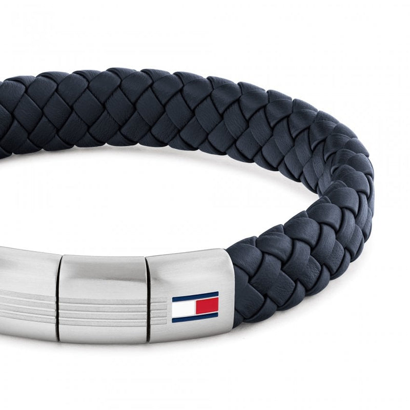 Tommy Hilfiger Braided Men's Navy Blue Leather Bracelet 2790660