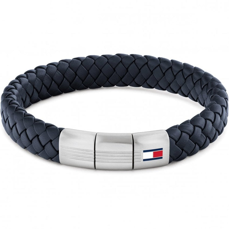 Tommy Hilfiger Braided Men's Navy Blue Leather Bracelet 2790660