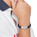 Tommy Hilfiger Braided Men's Navy Blue Leather Bracelet 2790660