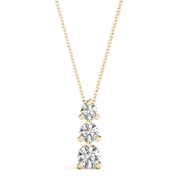 Round Triple Diamond Journey Triangle Claw Set Pendant