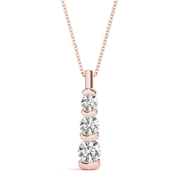 Round Triple Diamond Journey Bar Set Pendant