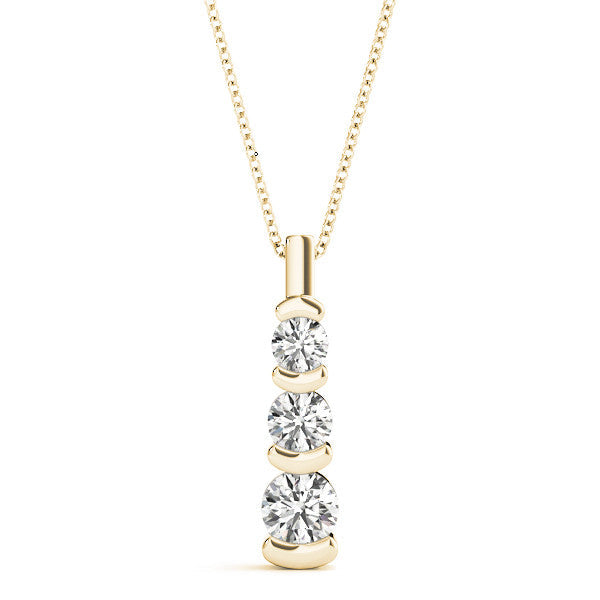Round Triple Diamond Journey Bar Set Pendant